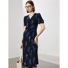 Silk Wrap Dress – Floral 100% Mulberry Chiffon